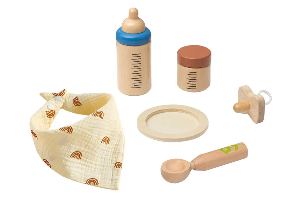 Wooden Baby Doll Feeding Set