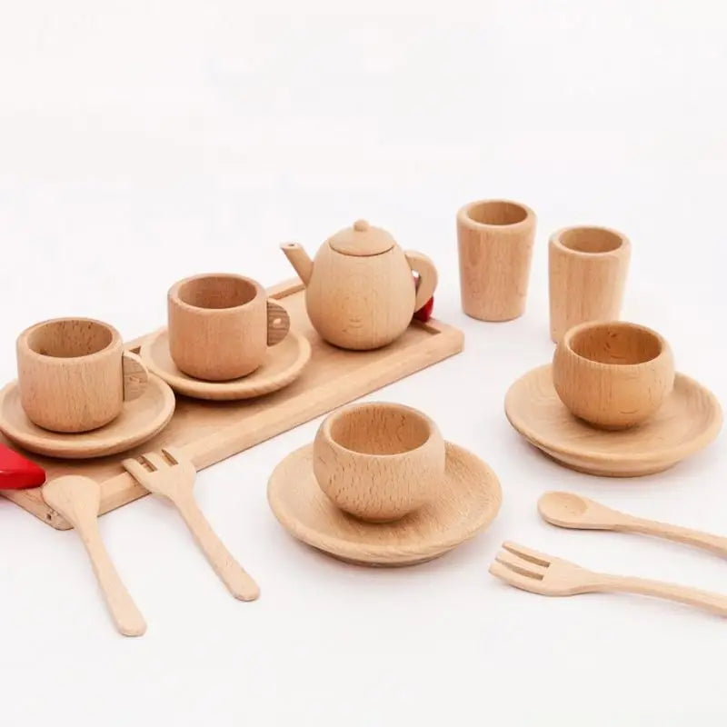 Natural Wooden Tea Set