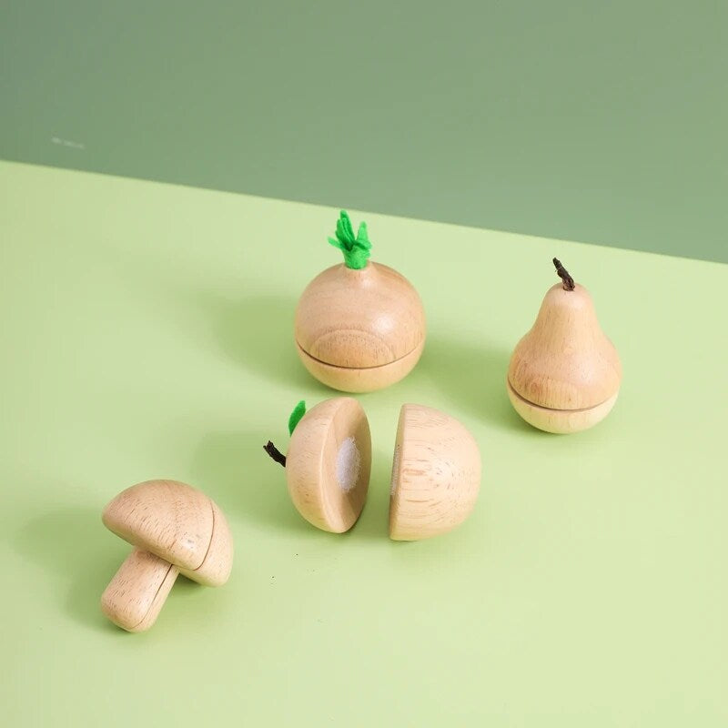 Wooden Cutting Fruit and Veggie Set