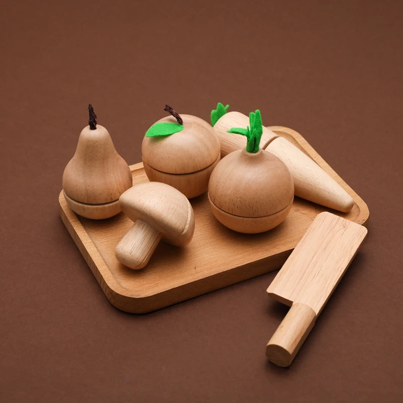 Wooden Cutting Fruit and Veggie Set