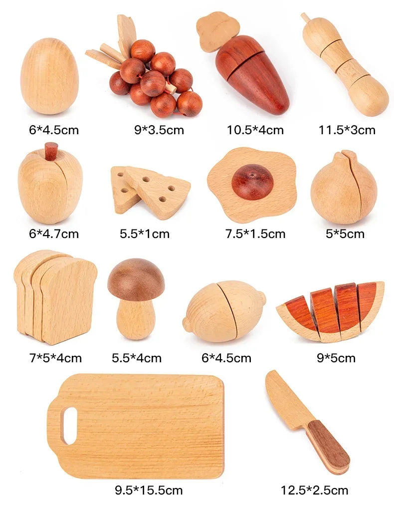 Natural Wood Fruit and Veggie Set