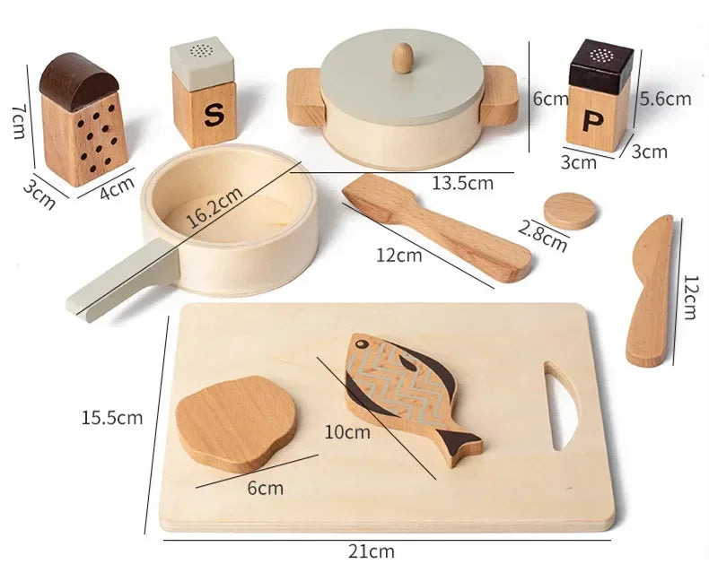 Wooden Fish Cooking Set