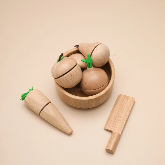 Wooden Cutting Fruit and Veggie Set