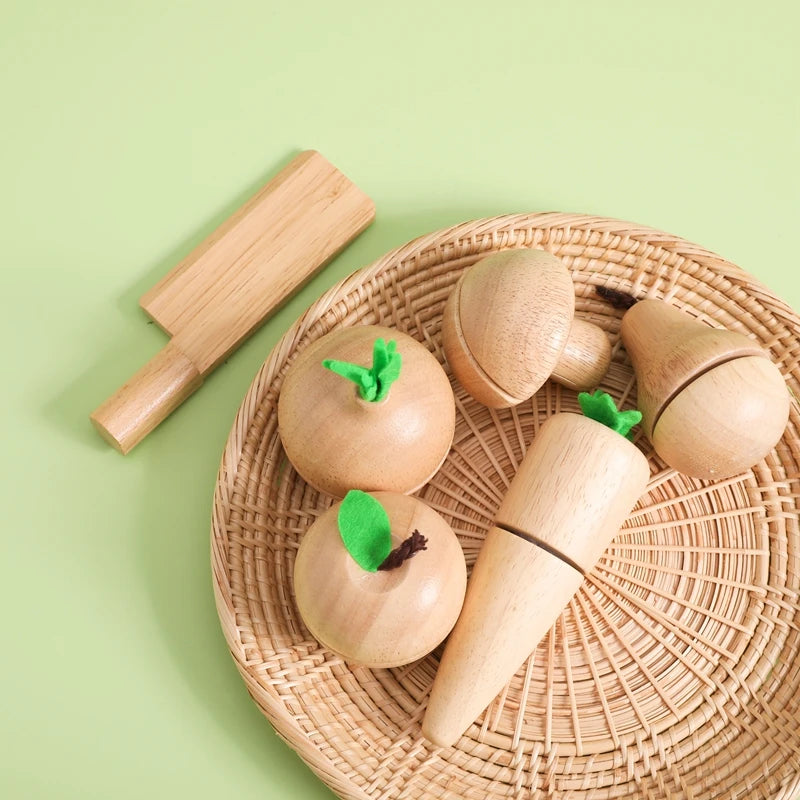 Wooden Cutting Fruit and Veggie Set