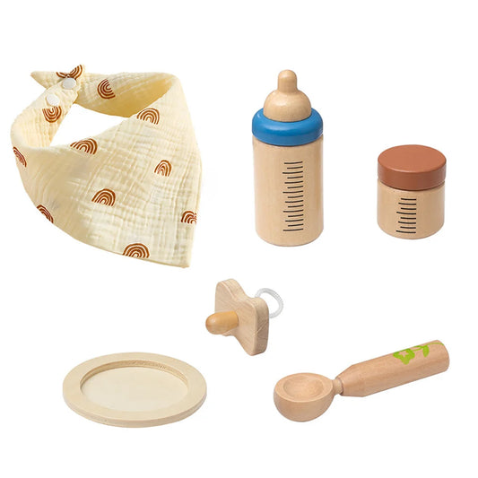 Wooden Baby Doll Feeding Set