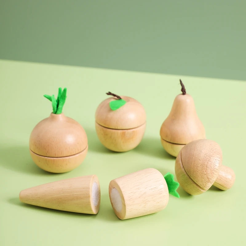 Wooden Cutting Fruit and Veggie Set